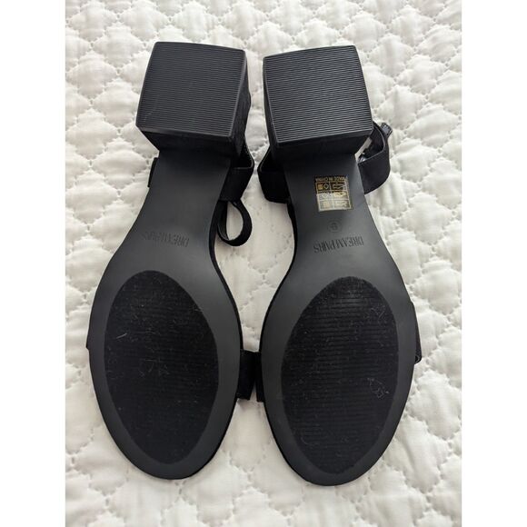👡 DREAM PAIRS Low Heels Ankle Strap Block Heel Black Suede Sandals Size 9 - Picture 9 of 9